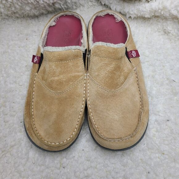 Spenco Tan Suede Cozy Lined Orthotic‎ Clogs Sz 8 - Picture 2 of 6